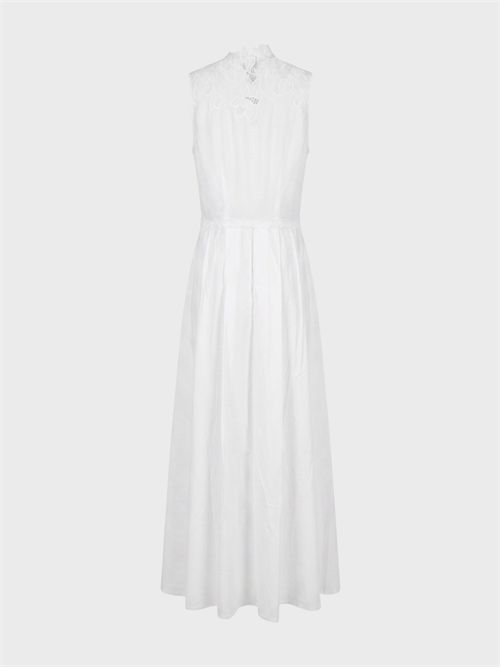 Abito lungo di cotone con corpetto in pizzo floreale ERMANNO SCERVINO | D484Q301QDV10601